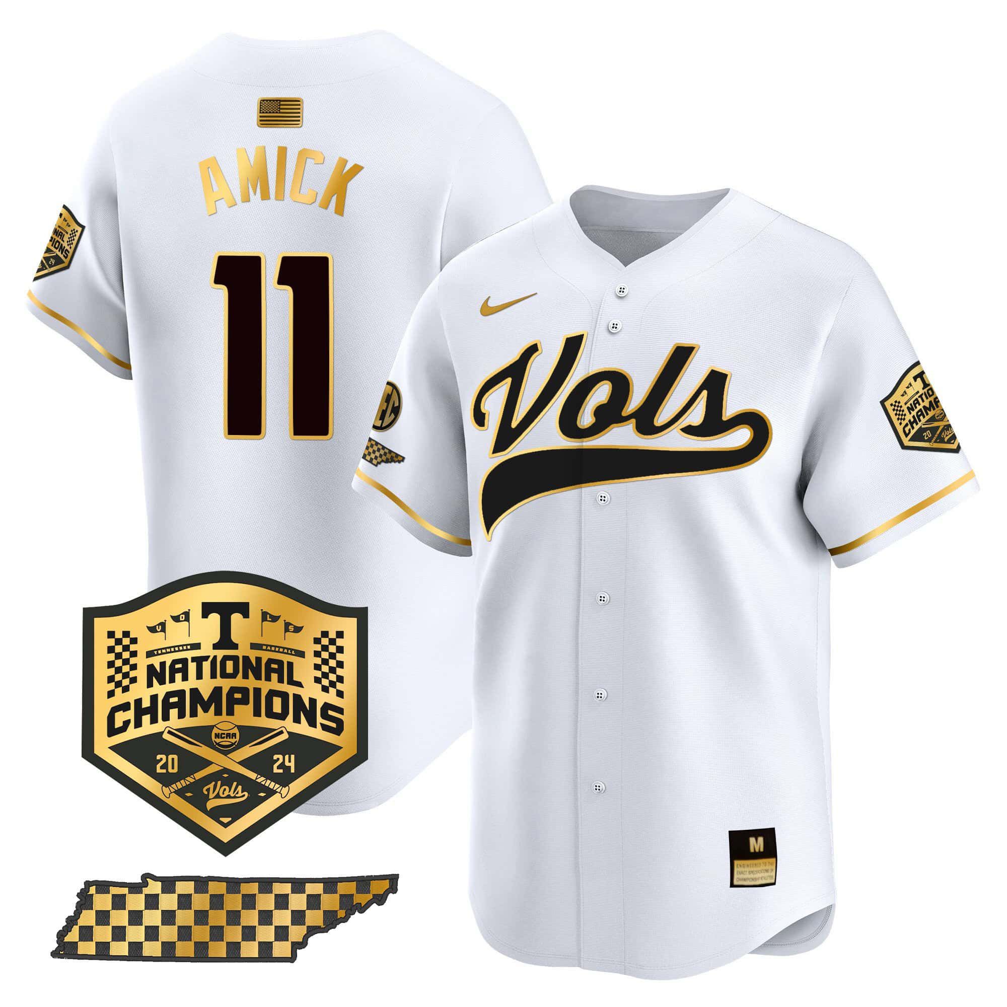 Men Tennessee Volunteers #11 Amick White 2024 Nike Champions Vapor Premier Limited NCAA Jersey style 1